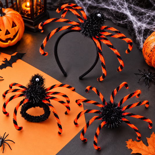 Halloween Giant Spider Accessories – Spooky Headband, Wristband & Costume Brooch