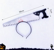 Halloween Bloody Weapon Headbands – Axe, Saw, Syringe, Scissors & Hammer Horror Party Costume Props