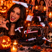 Halloween Bloody Weapon Headbands – Axe, Saw, Syringe, Scissors & Hammer Horror Party Costume Props