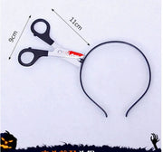 Halloween Bloody Weapon Headbands – Axe, Saw, Syringe, Scissors & Hammer Horror Party Costume Props