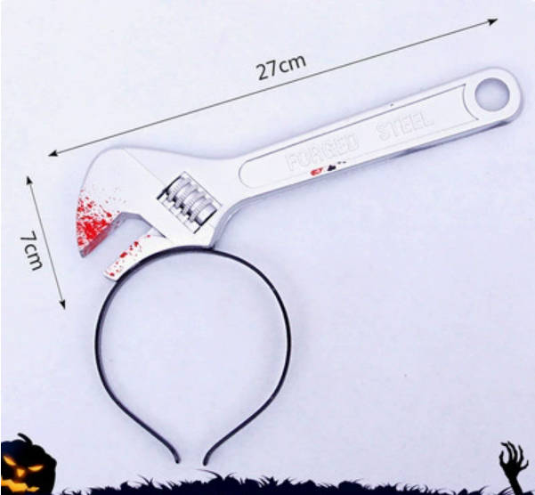 Halloween Bloody Weapon Headbands – Axe, Saw, Syringe, Scissors & Hammer Horror Party Costume Props