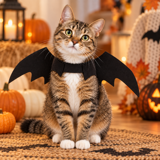 Black Bat Wings Costume for Cats & Small Pets – Halloween Pet Dress-Up Accessory