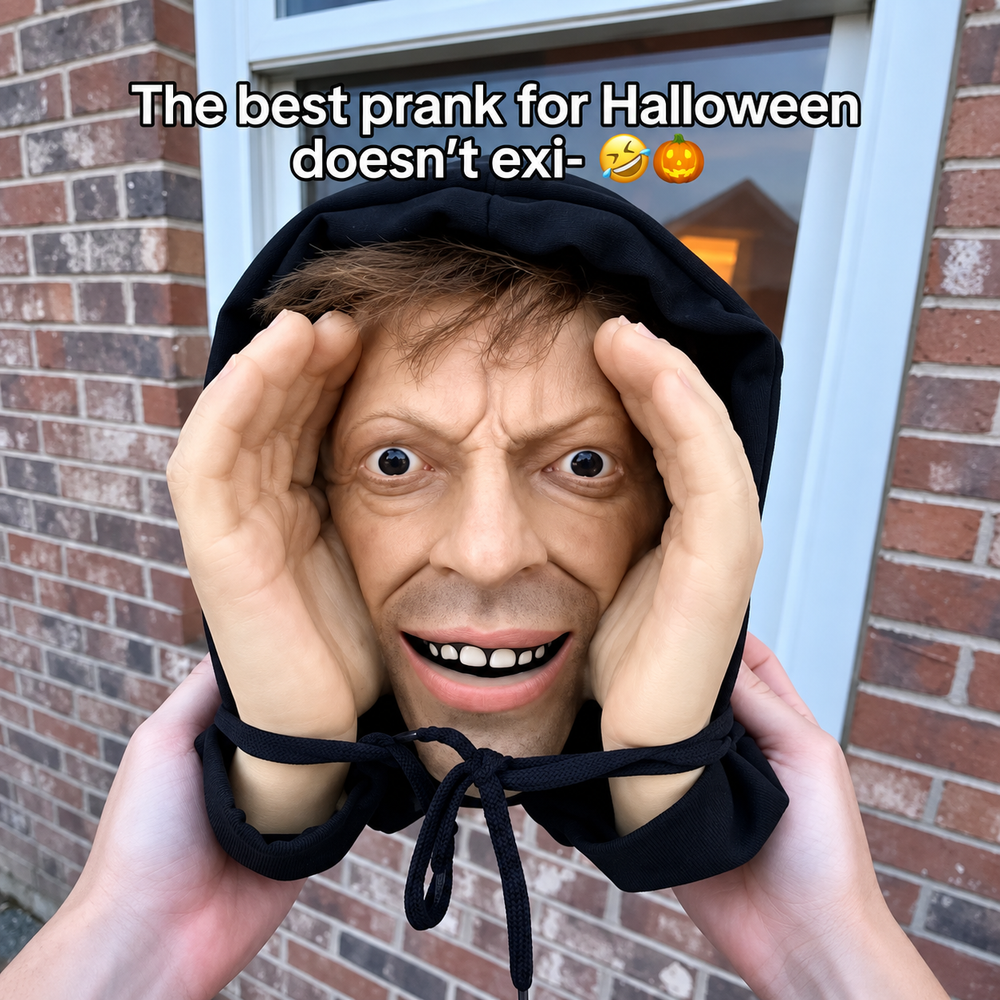 Creepy window peeker decoration for Halloween party and prank setup