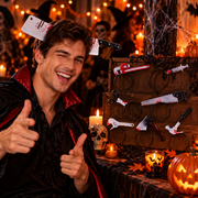 Halloween Bloody Weapon Headbands – Axe, Saw, Syringe, Scissors & Hammer Horror Party Costume Props