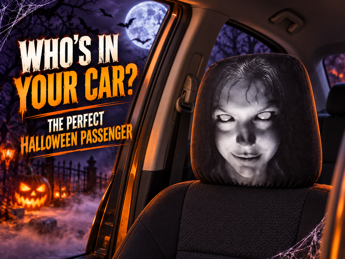 Scary Passenger Car Headrest Cover – Creepy Halloween Car Decoration