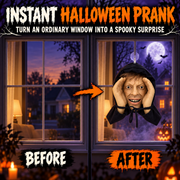 Halloween window peeker prop placed behind glass for spooky home decor