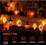 Halloween LED String Lights – Pumpkin, Ghost & Skull Spooky Party Decorations