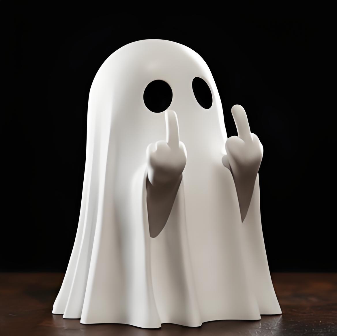Funny Middle Finger Ghost Figurine – Halloween Spooky Desktop & Home Decor