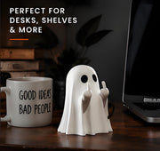 Funny Middle Finger Ghost Figurine – Halloween Spooky Desktop & Home Decor