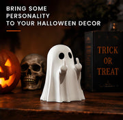 Funny Middle Finger Ghost Figurine – Halloween Spooky Desktop & Home Decor