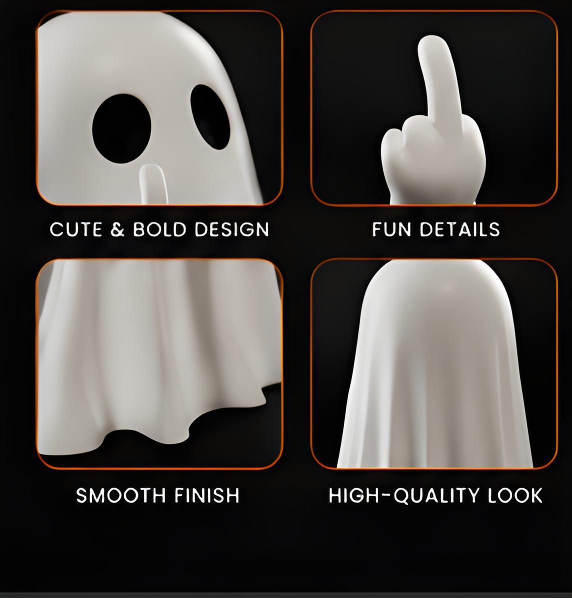 Funny Middle Finger Ghost Figurine – Halloween Spooky Desktop & Home Decor
