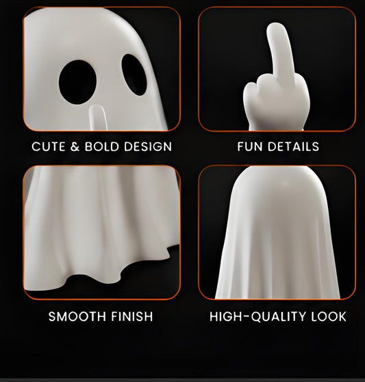 Funny Middle Finger Ghost Figurine – Halloween Spooky Desktop & Home Decor